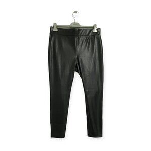 Loft Black Faux Leather Stretch Pants/Leggings, Size L